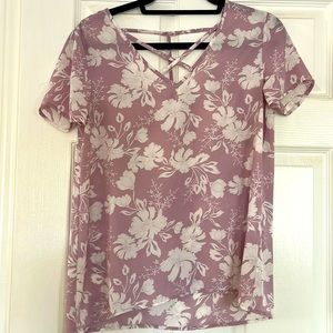 Lavender Floral Short Sleeve Blouse